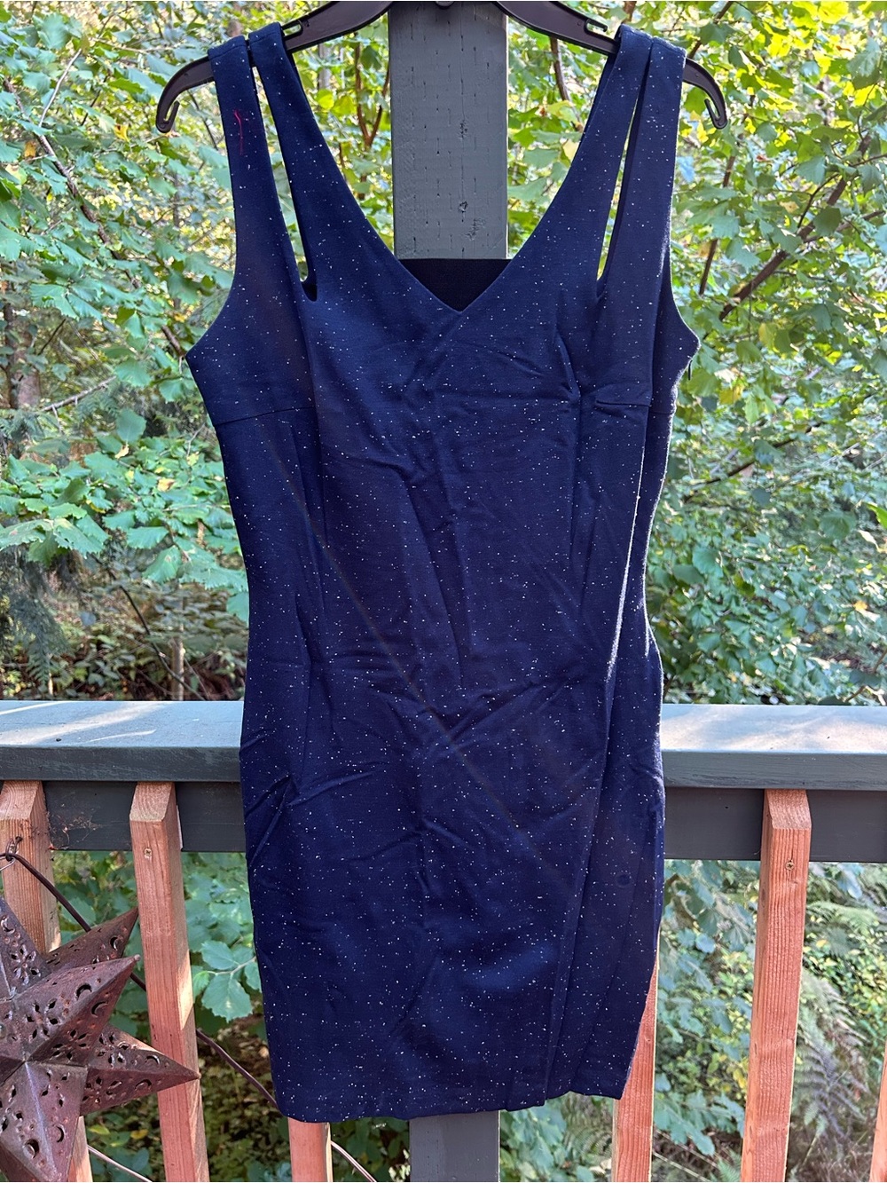 Alberto Makali Navy Sparkle V-Neck Mini Dress